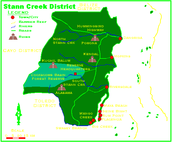 Stann Creek District Map